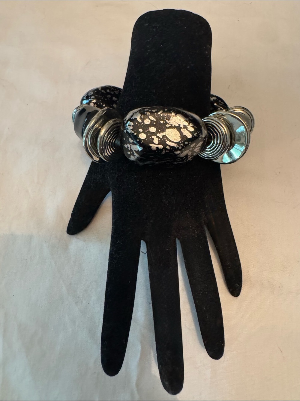 Black and Silver Statement Bead Bracelet